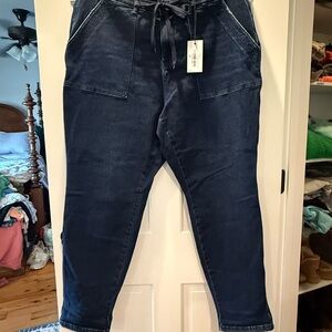 Dark Blue Denim Jogger Pants